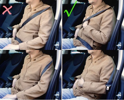 Заложенная за ремень безопасности левая рука…