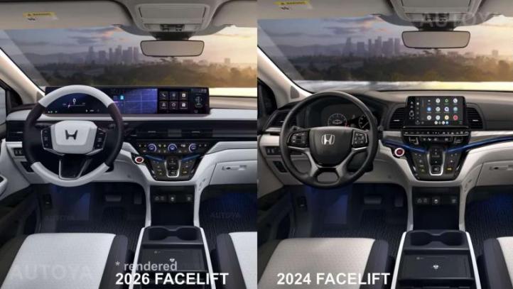 Слева рендер фейслифтингового Honda Odyssey,…