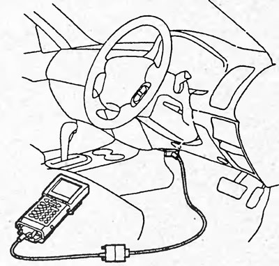 а) Подсоедините тестер к диагностическому разъему.