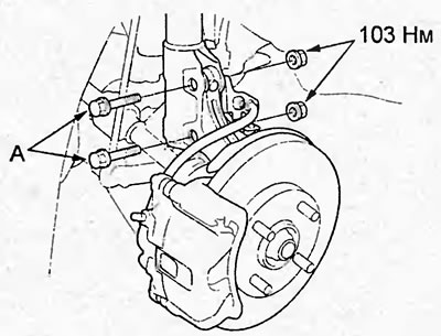 Расположение компонентов передней подвески. 1 -…