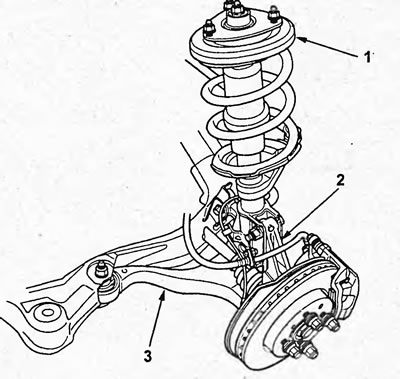 Расположение компонентов задней подвески. 1 -…