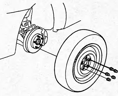 2. Отверните гайки крепления колеса и снимите…