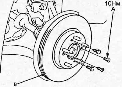 Примечание: для снятия диска заверните болты, как…