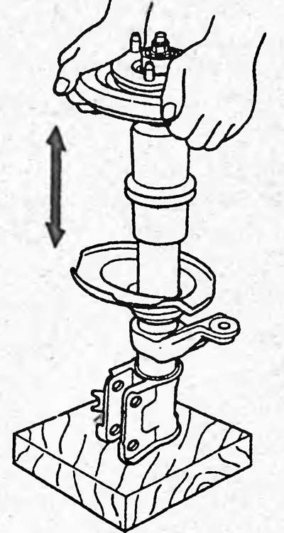 а) Сожмите амортизатор и отпустите его.