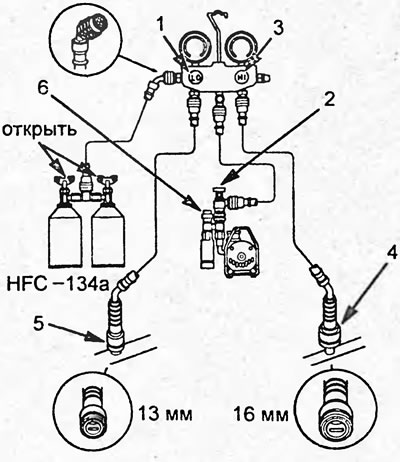 Блок манометров с двумя клапанами. 1 - клапан…