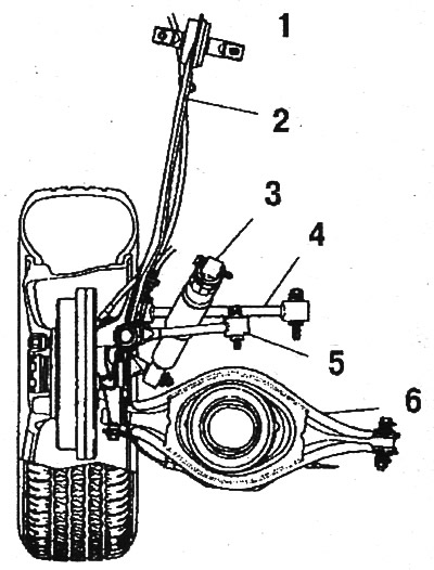 Hátsó felfüggesztés, felülnézet (Odyssey V6): 1.…