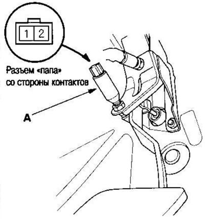 1. Отсоедините 2-контактный разъем от выключателя…