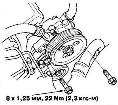 25. Установите насос гидроусилителя руля (P/S).