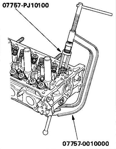 7. Установите приспособление для сжатия клапанных…
