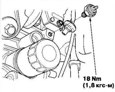 1. Disconnect the connector from the oil pressure…