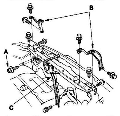 9. Открутите крепежные болты (А) воздухозаборника…