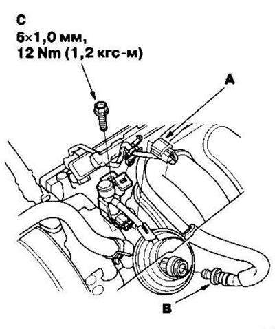 5. Подсоедините разъем (А) к электроклапану…