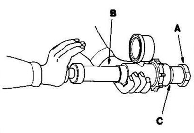 1. Снимите крышку (А) с радиатора, смочите ее уплотнение охлаждающей жидкостью двигателя, затем…