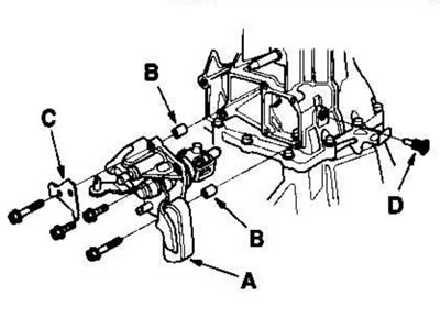 5. Remove the shift lever assembly (A), 8x14mm…