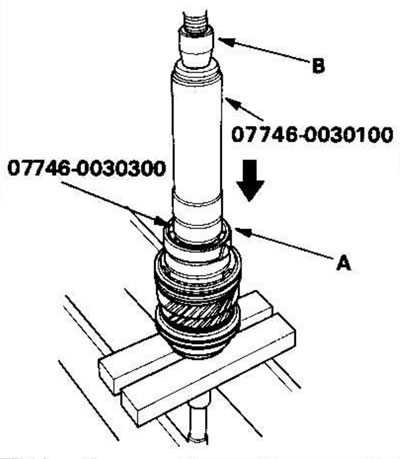 16. Запрессуйте новый шарикоподшипник (А) при…