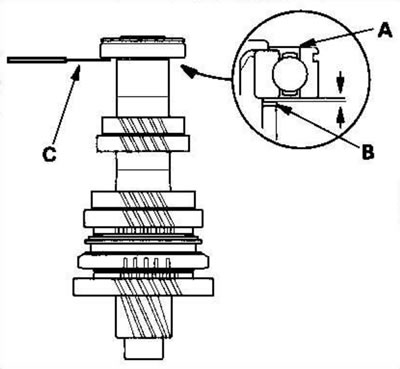 15. Измерьте зазор между старым подшипником (А) и…