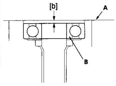 5. Измерьте расстояние [b] между торцом картера…