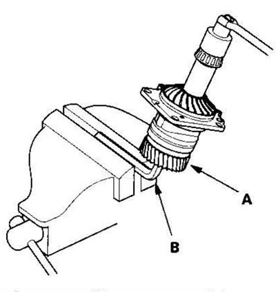 2. Зафиксируйте вал раздаточной коробки (А) 14-мм…