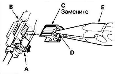 6. Сдвиньте фиксирующий язычок (А) с держателя…