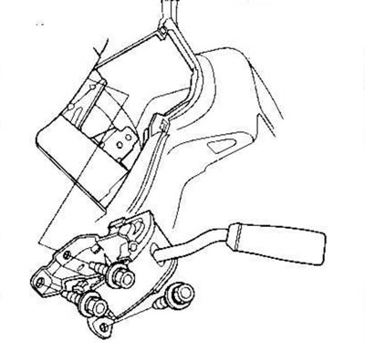 10. Снимите рычаг селектора в сборе.