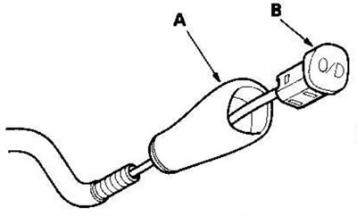 14. Снимите рукоятку с рычага селектора (А),…