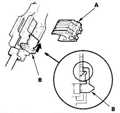34. Поставьте новый фиксатор троса переключения…