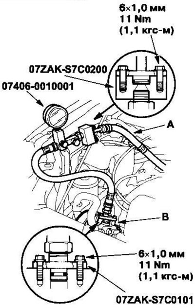 2. Carefully disconnect the pump outlet hose (A)…