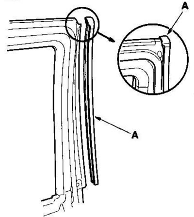 1. Потяните за уплотнение средней стойки двери…