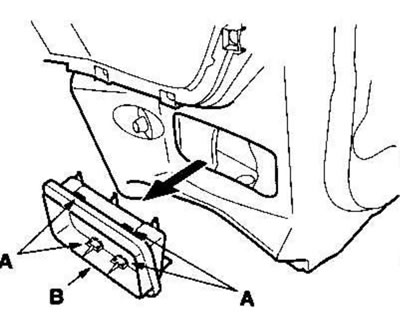 2. Unhook the hooks (A), then remove the rear…