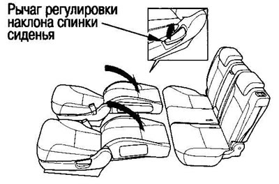 4. Удерживая рычаг регулировки наклона спинки…