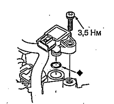 2. Выверните болт и снимите датчик положения коленчатого вала.