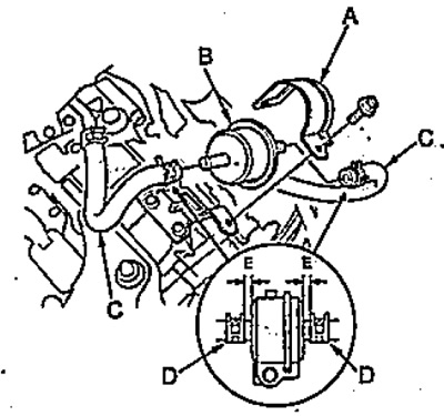 4. Отверните болт и снимите скобу (А) крепления…