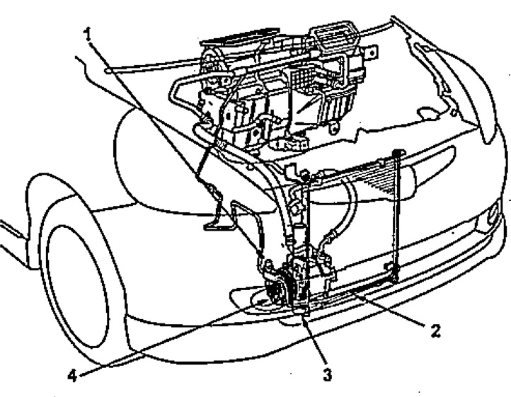 Расположение компонентов системы отопления (Хонда Фит 1, 2001-2008 ...