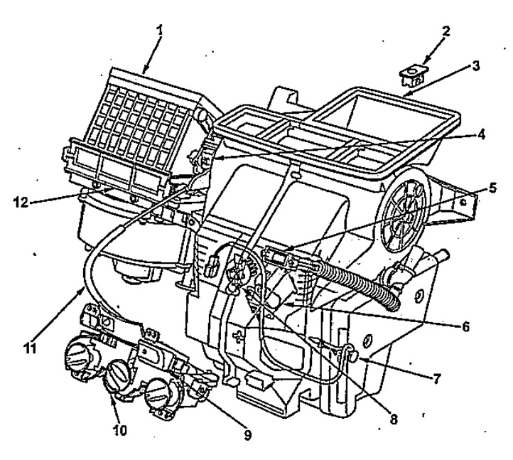 Расположение компонентов системы отопления (Хонда Фит 1, 2001-2008 ...