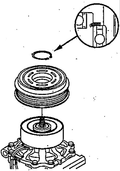 3. Remove the snap ring and pulley.