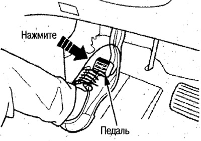 Cu piciorul stâng, apăsați ferm pedala frânei de…
