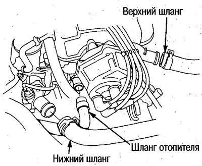 16. Від'єднайте верхній та нижній шланги та шланг…