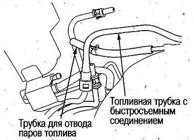 Отсоедините трубку с быстросъемным соединением…