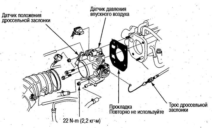 Снятие и установка корпуса дроссельной заслонки