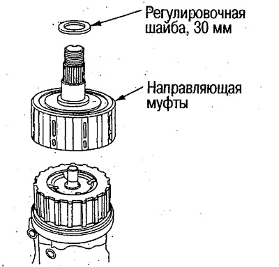9. Снимите регулировочную шайбу (30 мм) и…