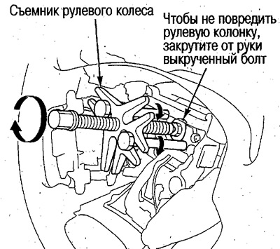 4. При помощи съемника рулевого колеса отделите…