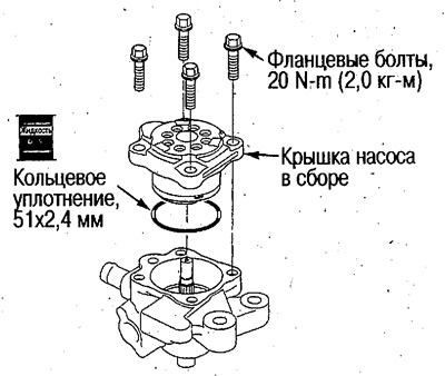 13. Установите собранную крышку на корпус насоса.