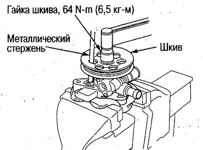 19. Зажмите насос в тисках, как показано на…