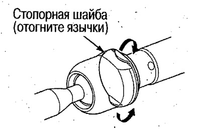 3. Отогните язычки стопорной шайбы.