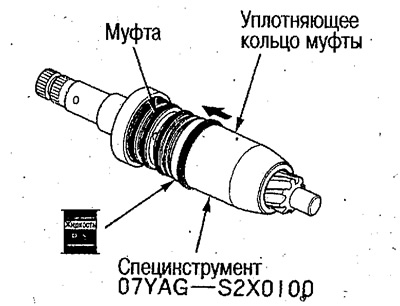 28. Совместите торец специнструмента с канавкой…