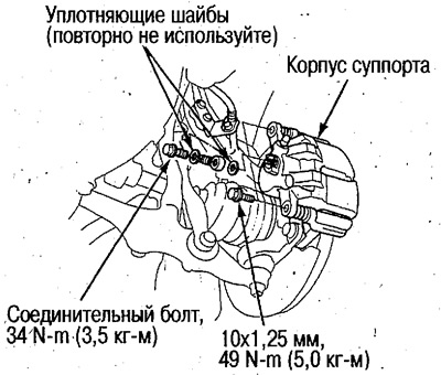 8. Закрепите тормозной шланг соединительным…