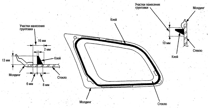 Снятие и установка заднего неподвижного стекла (Хонда Авансир 1, 1999 ...