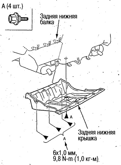 Снятие и установка задней нижней крышки