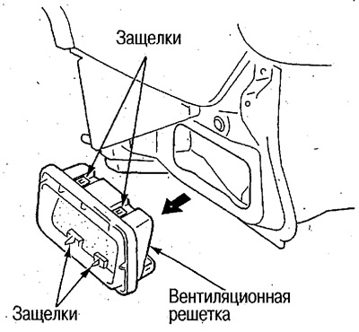 Снятие и установка вентиляционной решетки