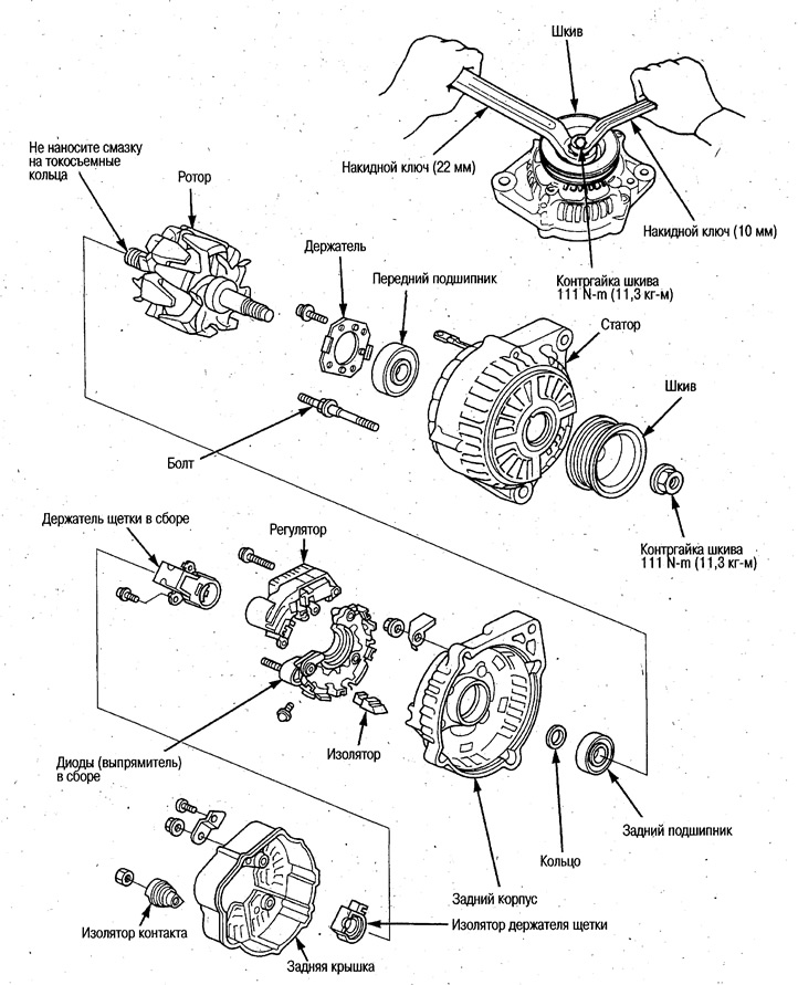 Disassembly and assembly of the generator (Honda Fit 1, 2001-2008) - "Engine ele